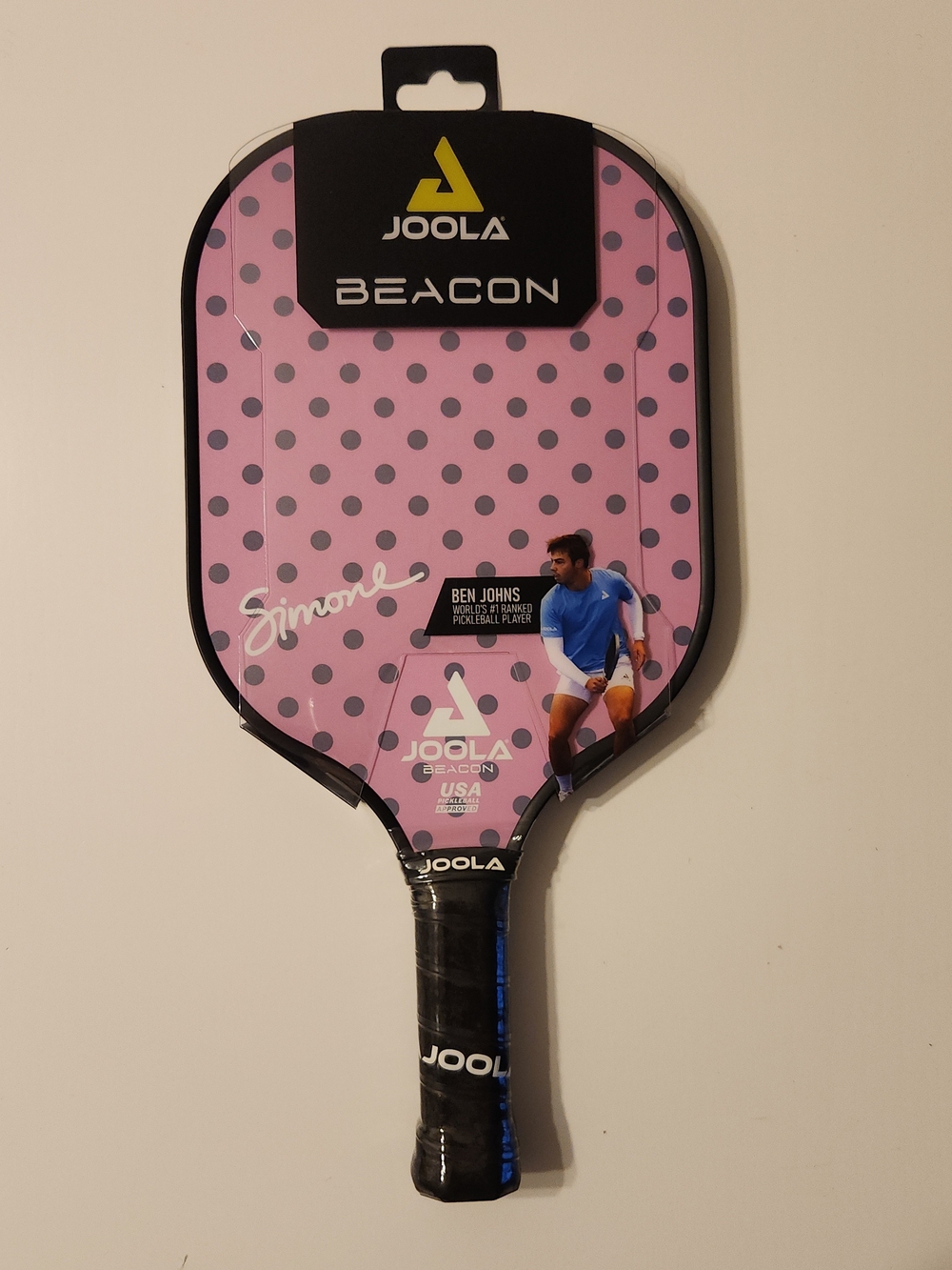 JOOLA Beacon Table Tennis Ping Pong Paddle Racquet - Pink Polka Dot